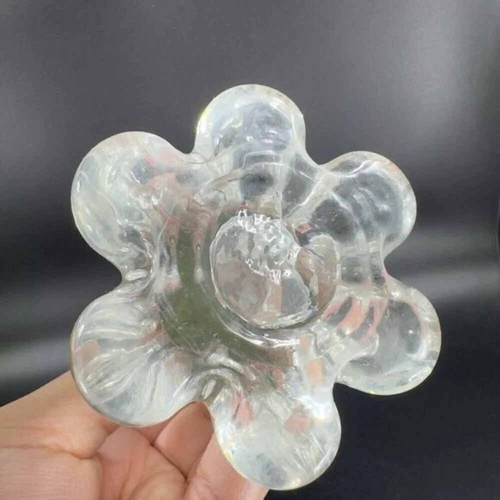 Vintage 1980s Clear‎ Tall Art Glass Vase Small Mouth Glass Vase Houseware Decor